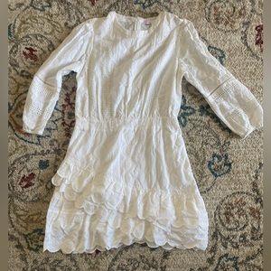 White Embroidered Lace Tiered Dress